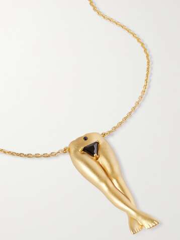 ANISSA KERMICHE Précieux Pubis gold-plated onyx necklace