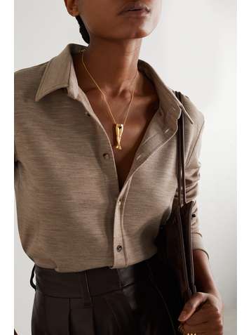 ANISSA KERMICHE Précieux Pubis gold-plated onyx necklace