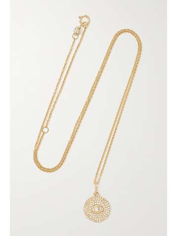 STONE AND STRAND Large Evil Eye 10-karat gold diamond necklace