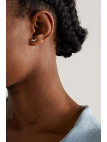 STONE AND STRAND Shimmer Curve gold sapphire earrings