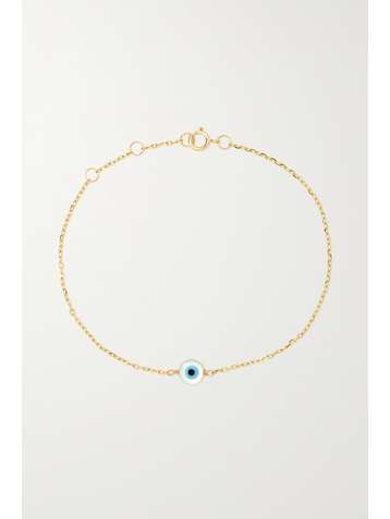 STONE AND STRAND Gold, mother-of-pearl and enamel bracelet