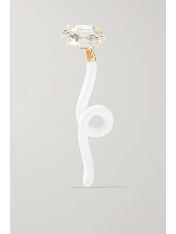 BEA BONGIASCA Groovy 9-karat gold, enamel and rock crystal earring