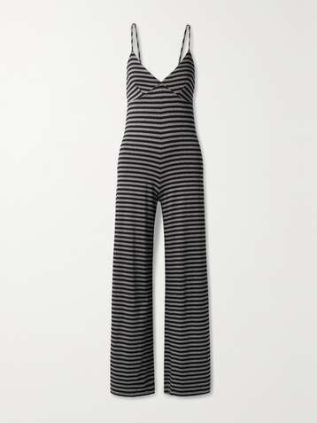 NORMA KAMALI Slip striped stretch-jersey jumpsuit