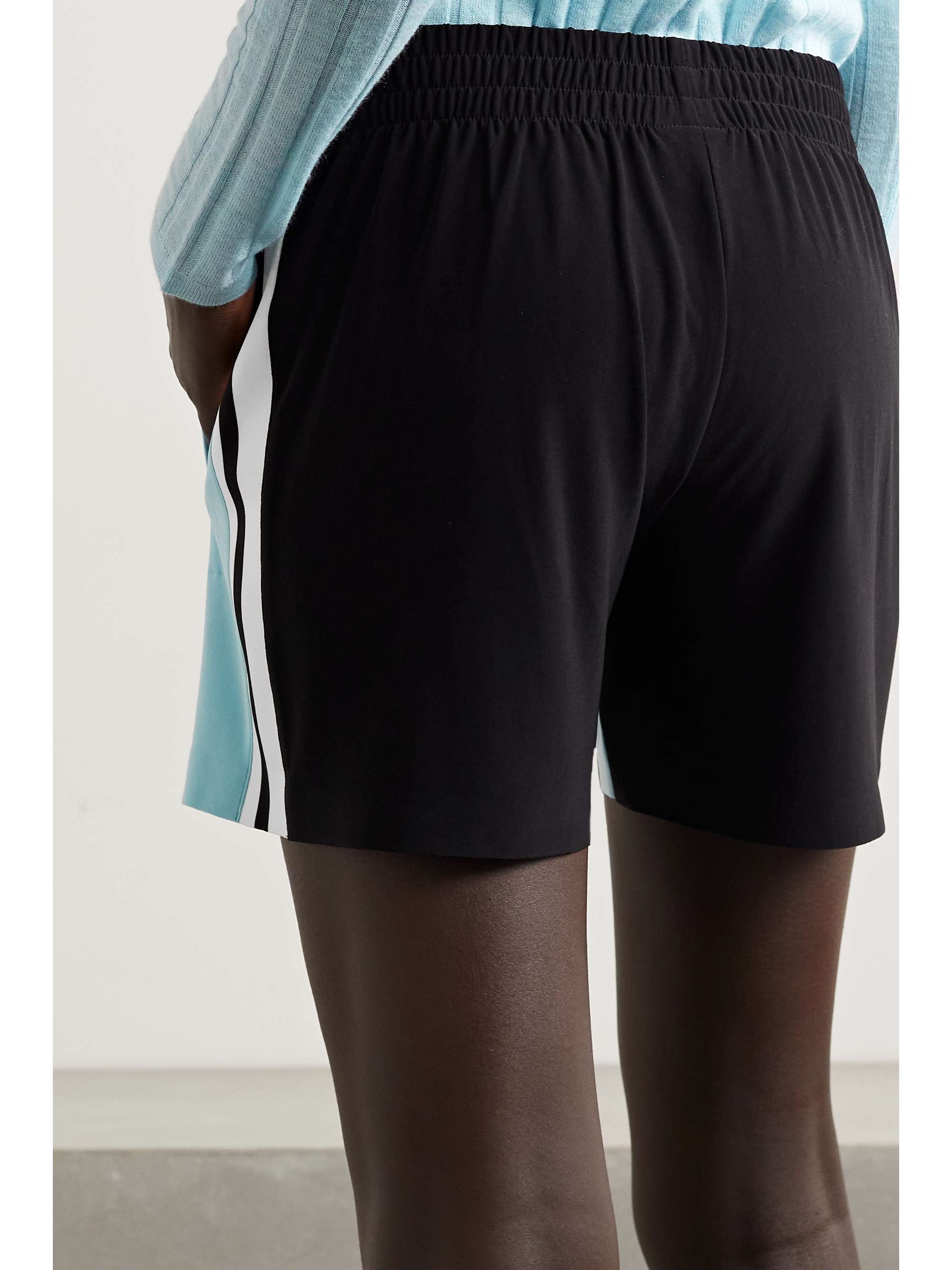 NORMA KAMALI Color-block stretch-jersey shorts
