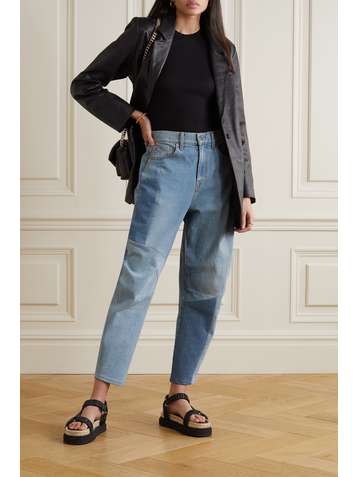 VERONICA BEARD Charlie patchwork high-rise tapered jeans