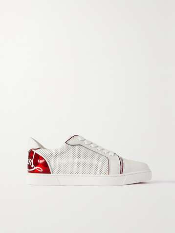 CHRISTIAN LOUBOUTIN Fun Vieira printed PVC-trimmed perforated leather sneakers