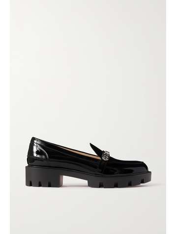 CHRISTIAN LOUBOUTIN Lock Woody 50 embellished patent-leather platform loafers