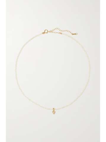 MIZUKI Perlenkette mit Details aus 14 Karat Gold und Diamanten