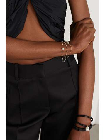 MIZUKI 14-karat gold, pearl and diamond cuff