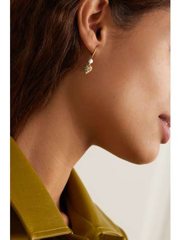 MIZUKI 14-karat gold, pearl and diamond earrings