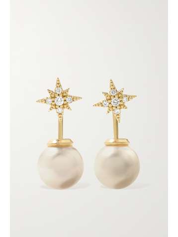 MIZUKI 14-karat gold, pearl and diamond earrings