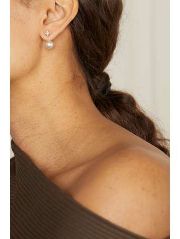 MIZUKI 14-karat gold, pearl and diamond earrings