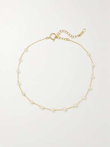 MIZUKI 14-karat gold pearl anklet