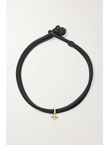MIZUKI Convertible 14-karat gold, leather and diamond necklace