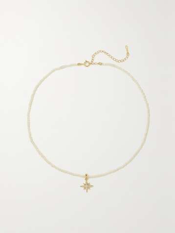 MIZUKI 14-karat gold, pearl and diamond necklace