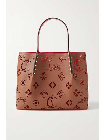 CHRISTIAN LOUBOUTIN Cabarock Loubinthesky small spiked laser-cut textured-leather tote