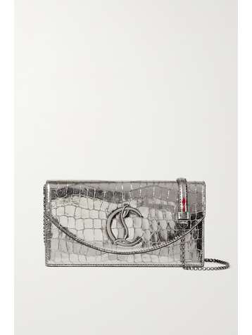 CHRISTIAN LOUBOUTIN Loubi54 Ali metallic croc-effect leather clutch