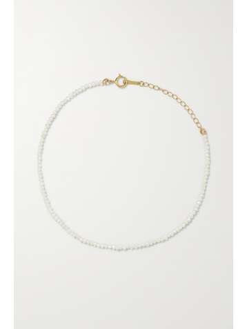 MIZUKI Fußkettchen mit Perlen und Details aus 14 Karat Gold