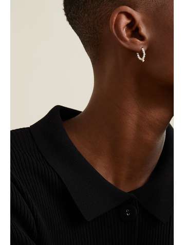 MIZUKI 14-karat gold, pearl and diamond hoop earrings