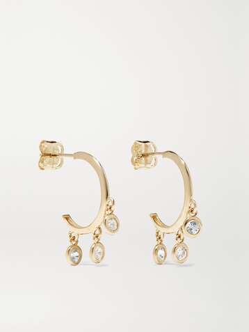STONE AND STRAND Gold sapphire hoop earrings