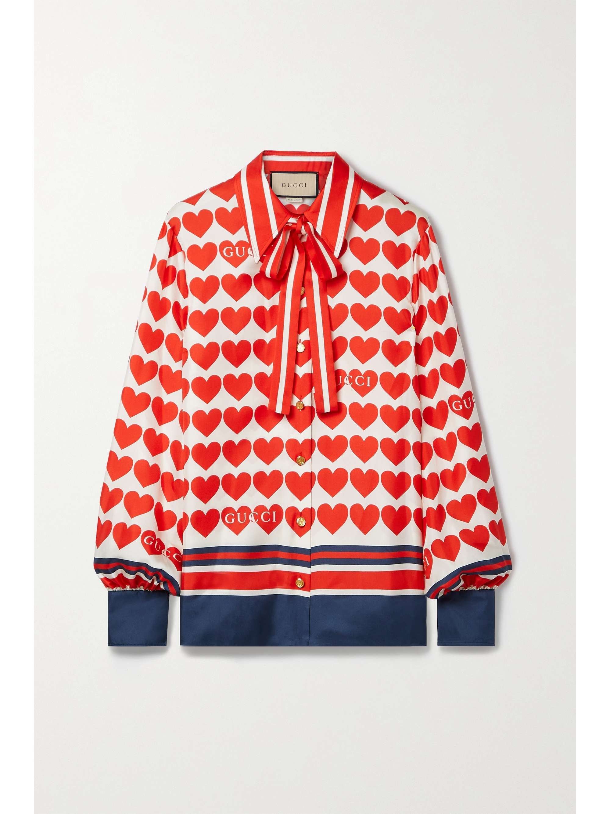 Red Love Parade pussy-bow printed silk 