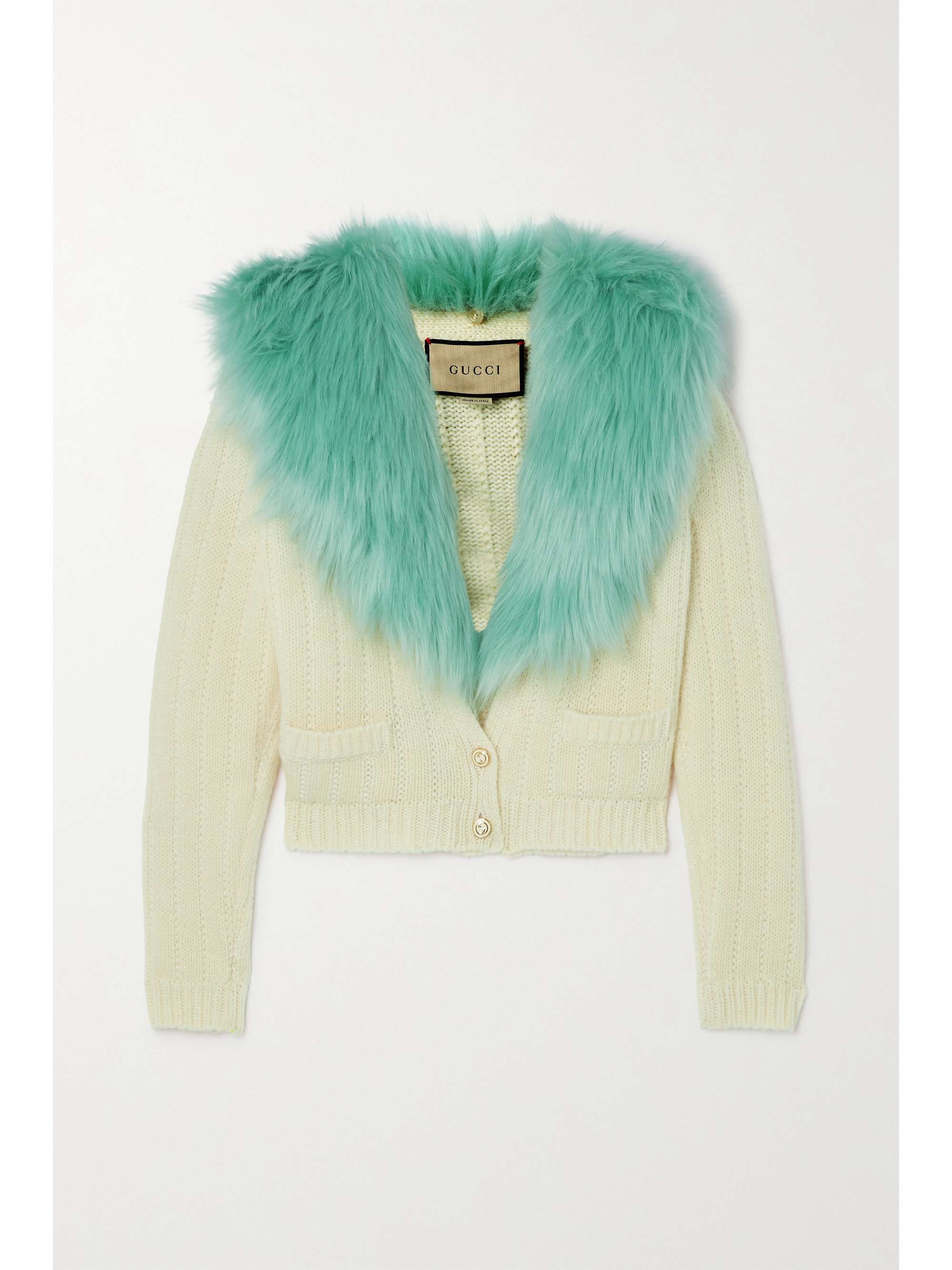 Gucci - Love Parade Faux Fur-trimmed Wool And Cashmere-blend Cardigan - Ecru - L - Net a Porter