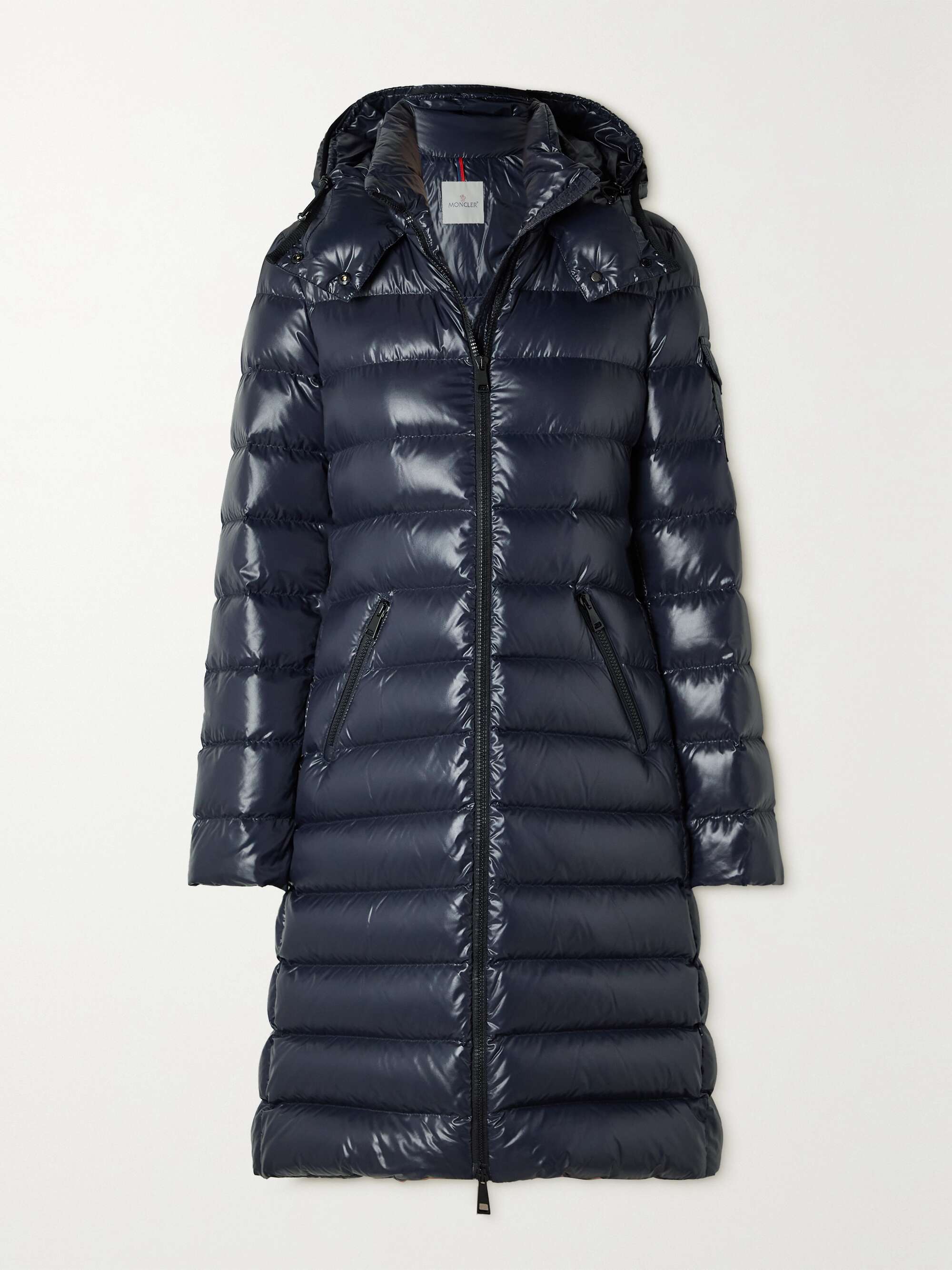 Moka hooded quilted glossed-shell down coat