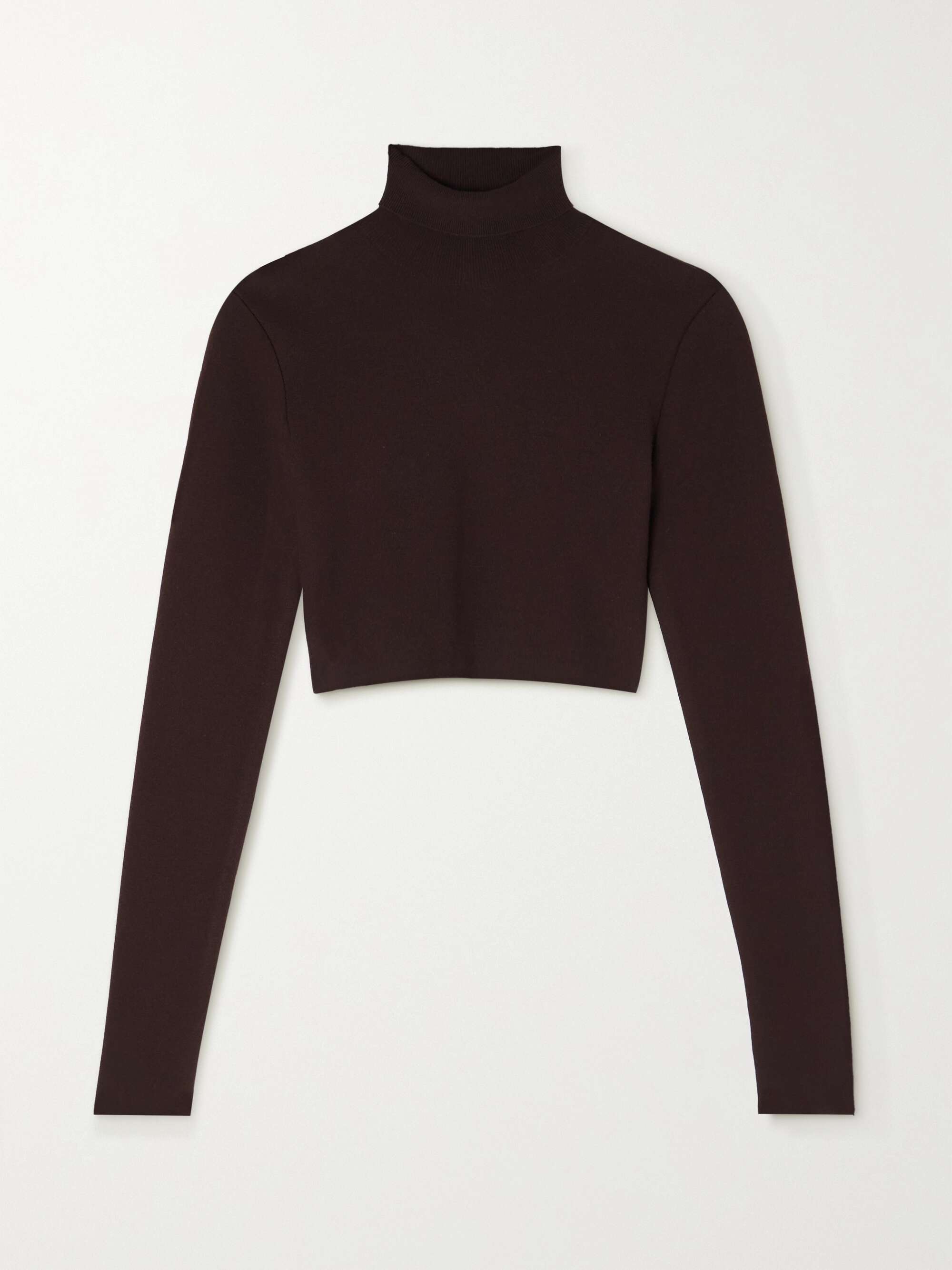 Dark brown Cropped knitted turtleneck 