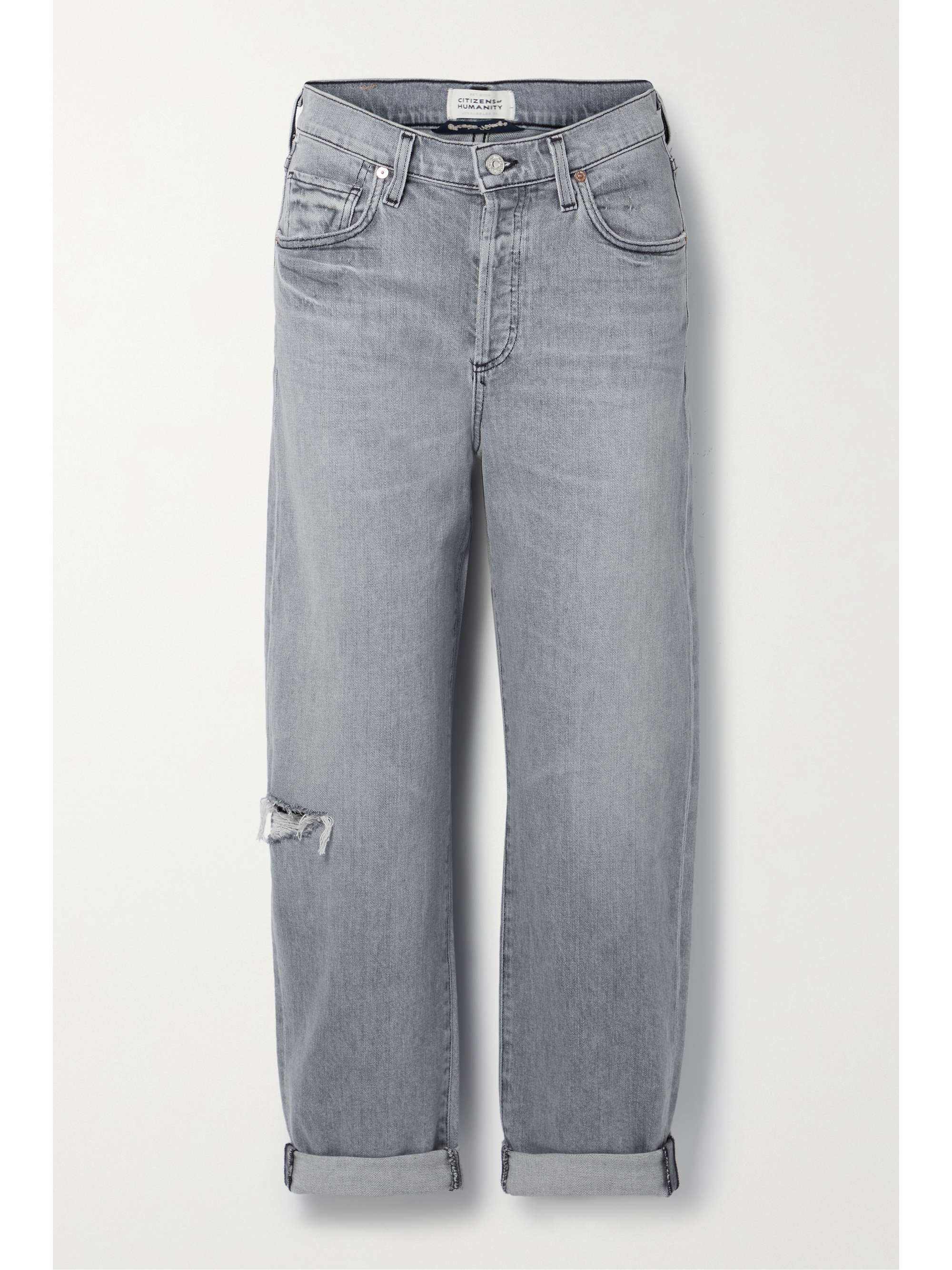 Gray Dylan distressed high-rise organic 