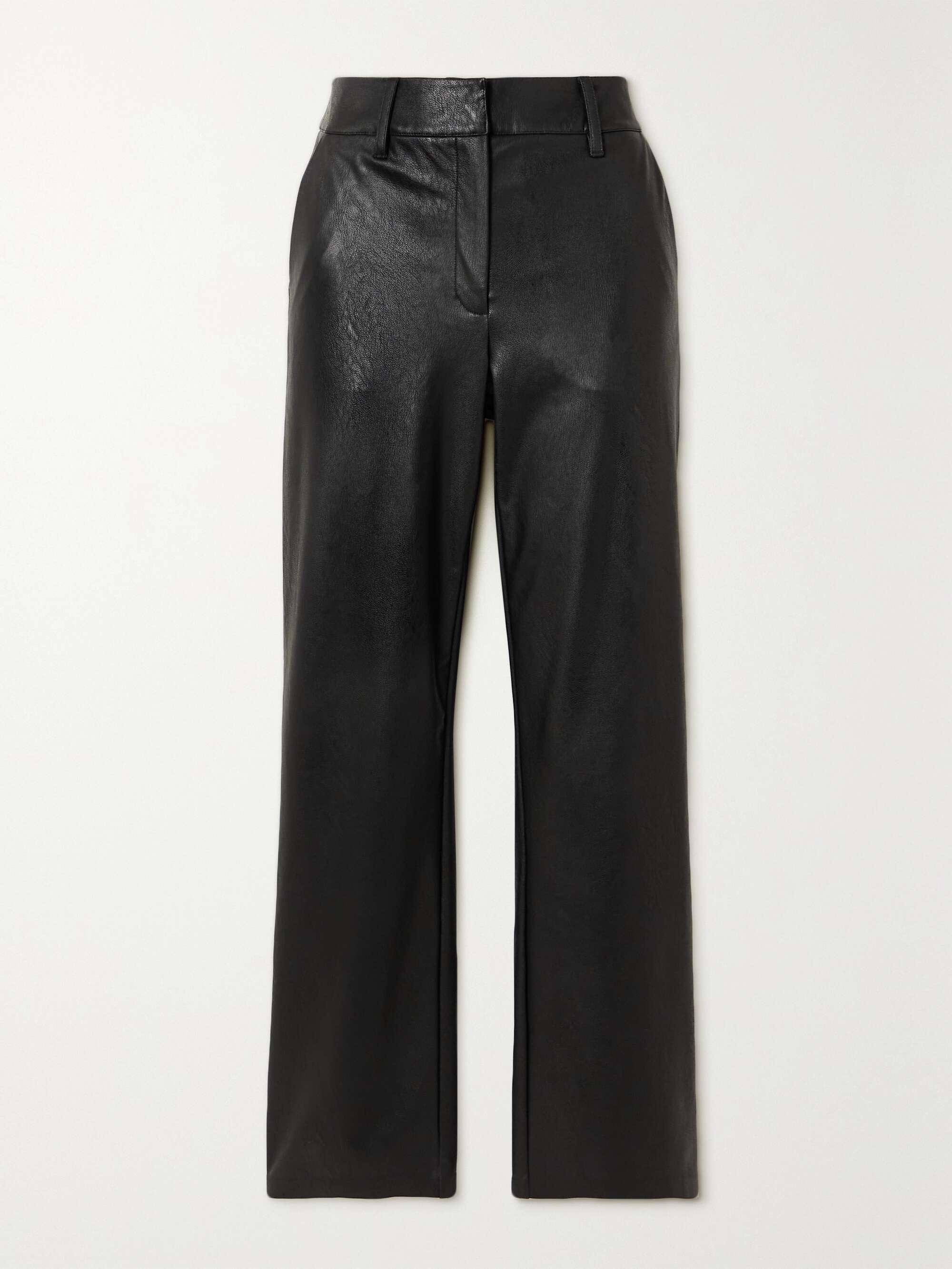 Faux stretch-leather straight-leg pants