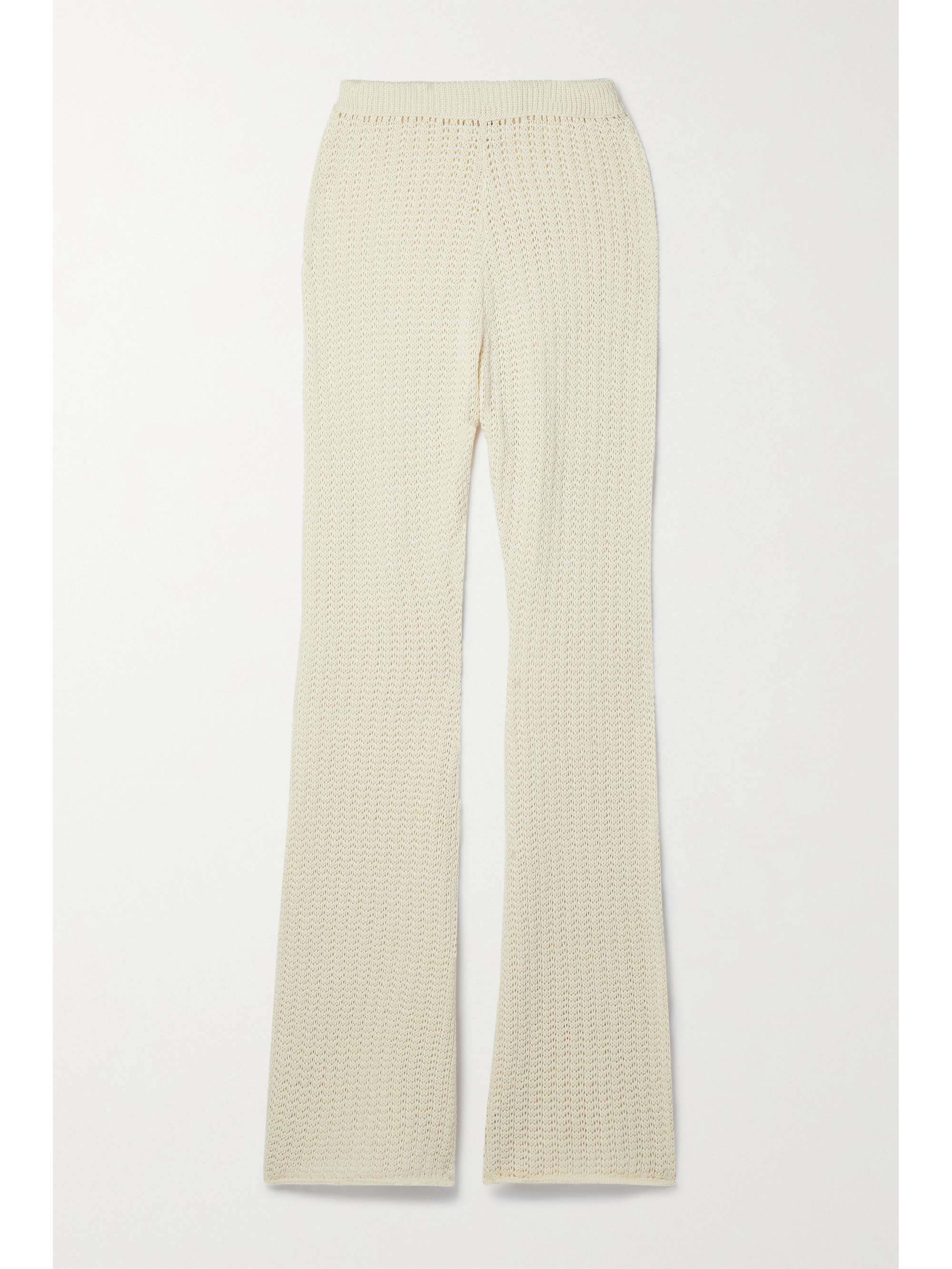 Savannah Morrow - + Net Sustain Halle Open-Knit Organic Cotton Flared Pants - Cream - Medium - Net A Porter