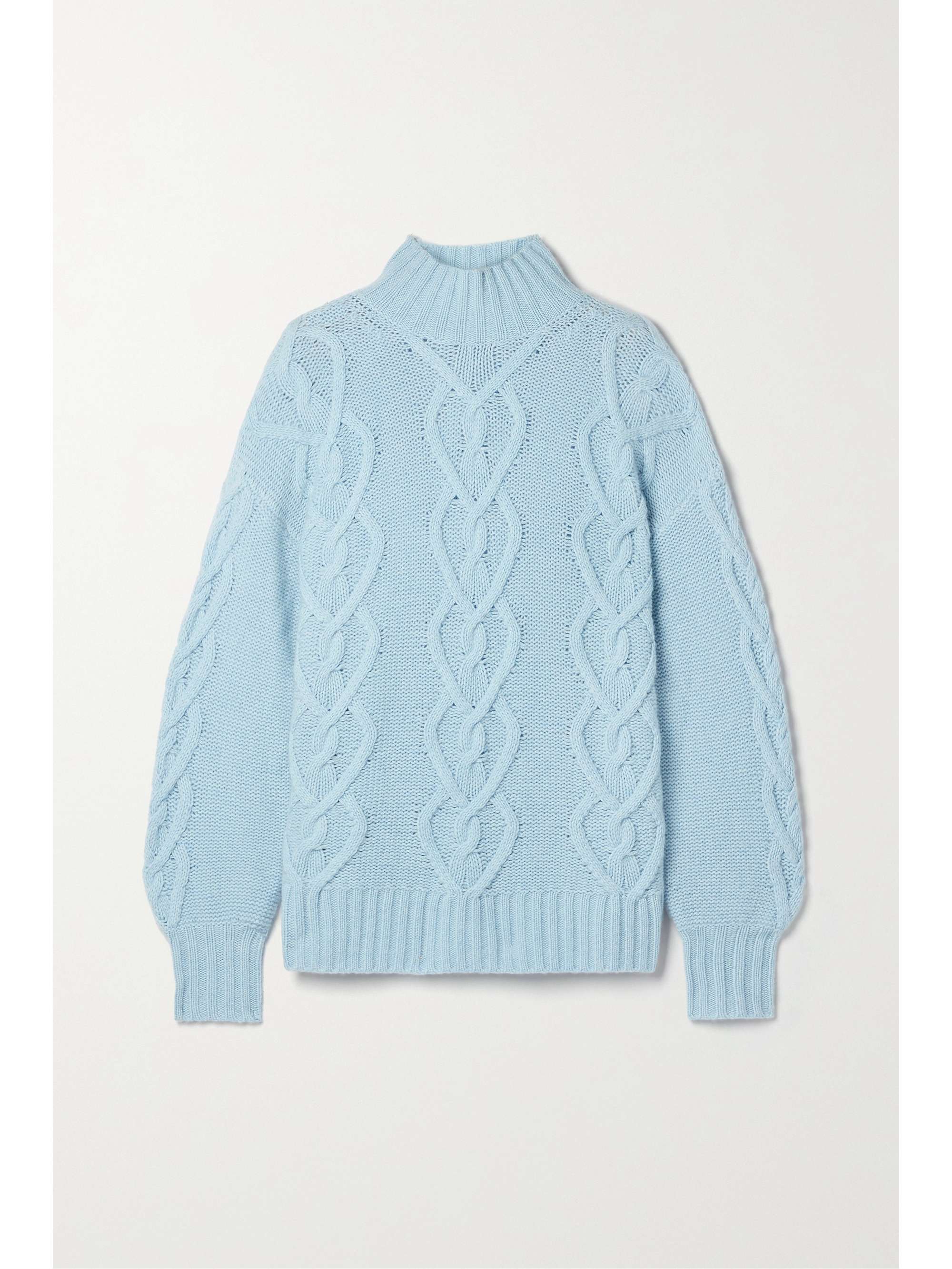 Sky blue Cable-knit wool and cashmere 