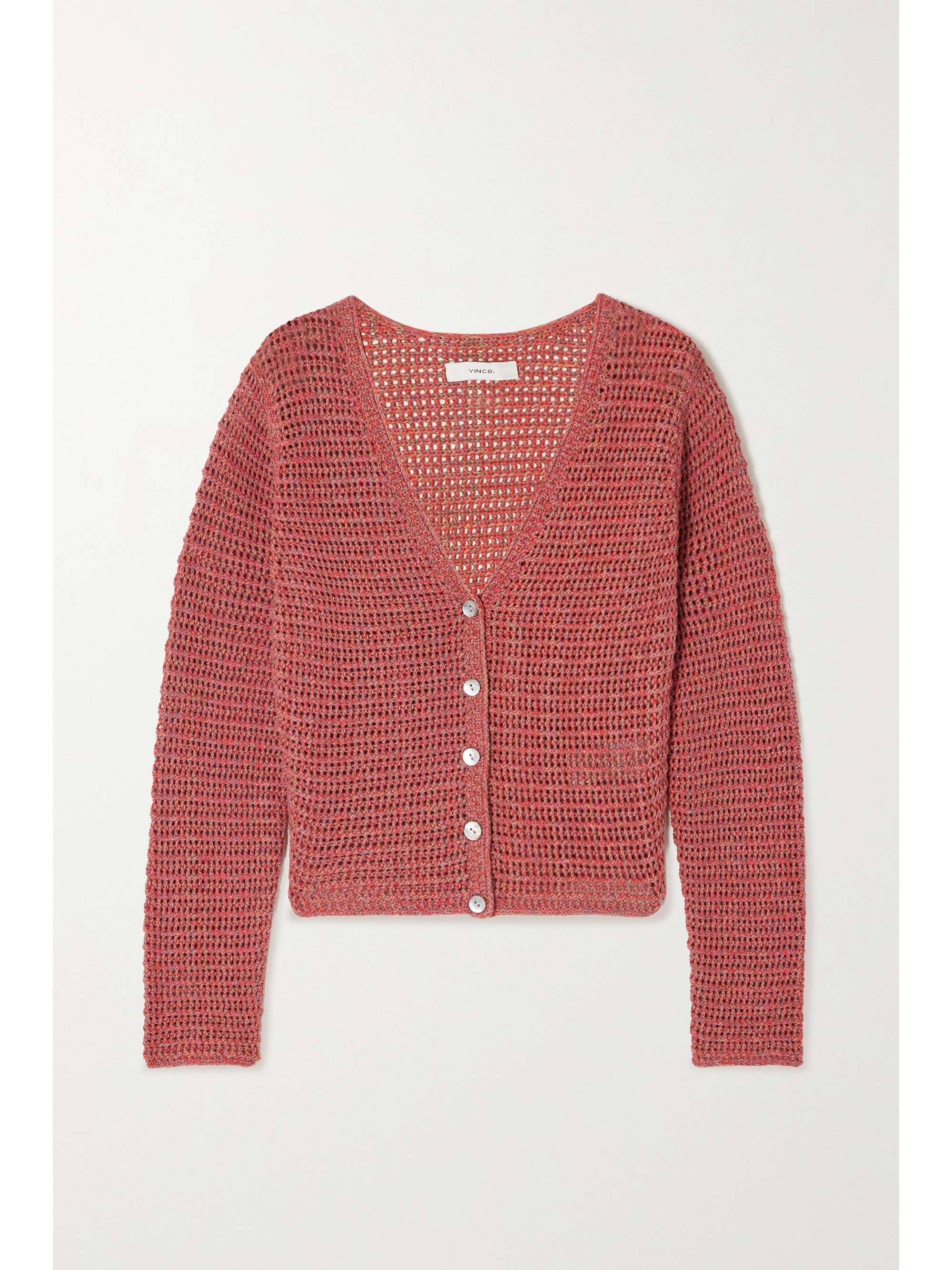 Pink Open-knit cotton cardigan | VINCE 