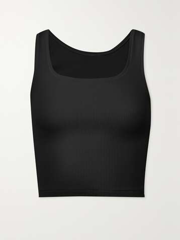 SKIMS Ribbed cotton-blend jersey tank - Soot