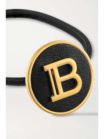 BALMAIN PARIS HAIR COUTURE Gold-plated and leather hair tie
