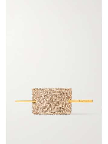 BALMAIN PARIS HAIR COUTURE Gold-plated, crystal and leather hair pin
