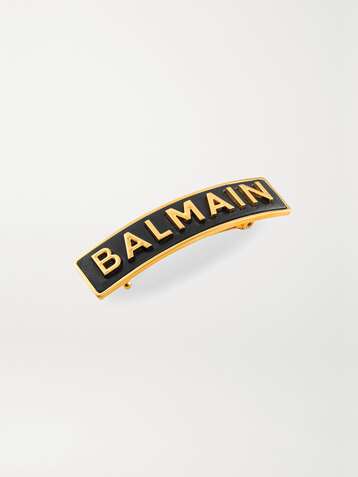 BALMAIN PARIS HAIR COUTURE Gold-plated and leather hair clip