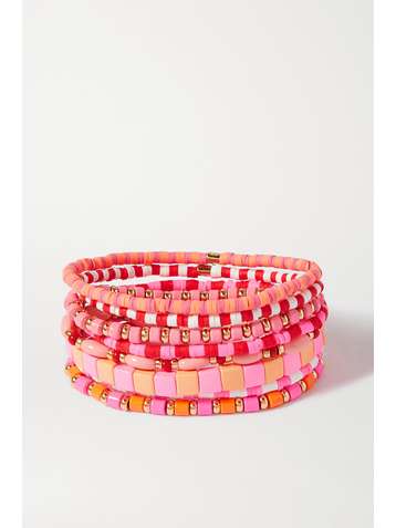 ROXANNE ASSOULIN Set de huit bracelets en métal doré et émail Colour Therapy