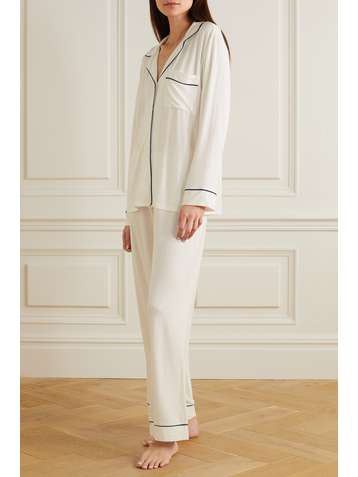 EBERJEY Gisele piped stretch-modal pajama set