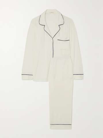 EBERJEY Gisele piped stretch-modal pajama set