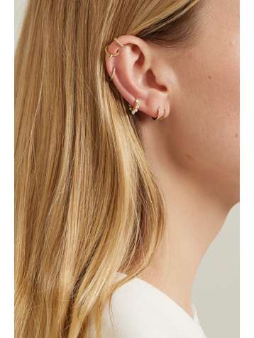 MARIA TASH 5mm 18-karat gold diamond hoop earring