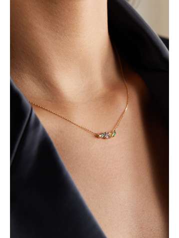 SUZANNE KALAN 18-karat gold multi-stone necklace