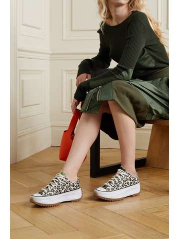 CONVERSE Run Star Hike Sneakers aus Canvas mit Leoparden- und Camouflage-Print