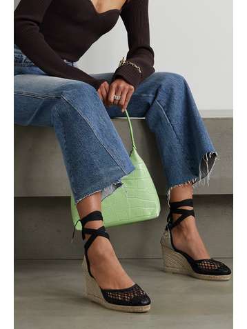 CASTAÑER Carola 80 Espadrille-Wedges aus Mesh mit Lederbesätzen