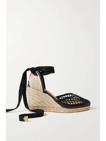 CASTAÑER Carola 80 Espadrille-Wedges aus Mesh mit Lederbesätzen