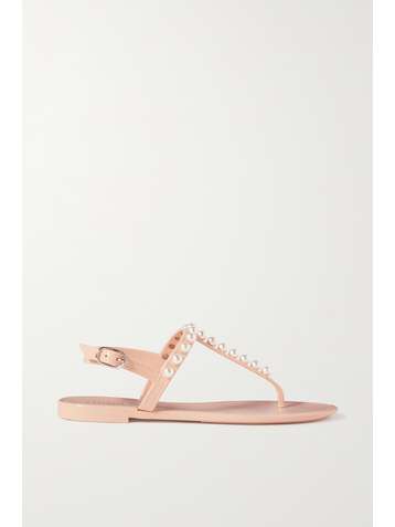 STUART WEITZMAN Goldie faux pearl-embellished rubber slingback sandals