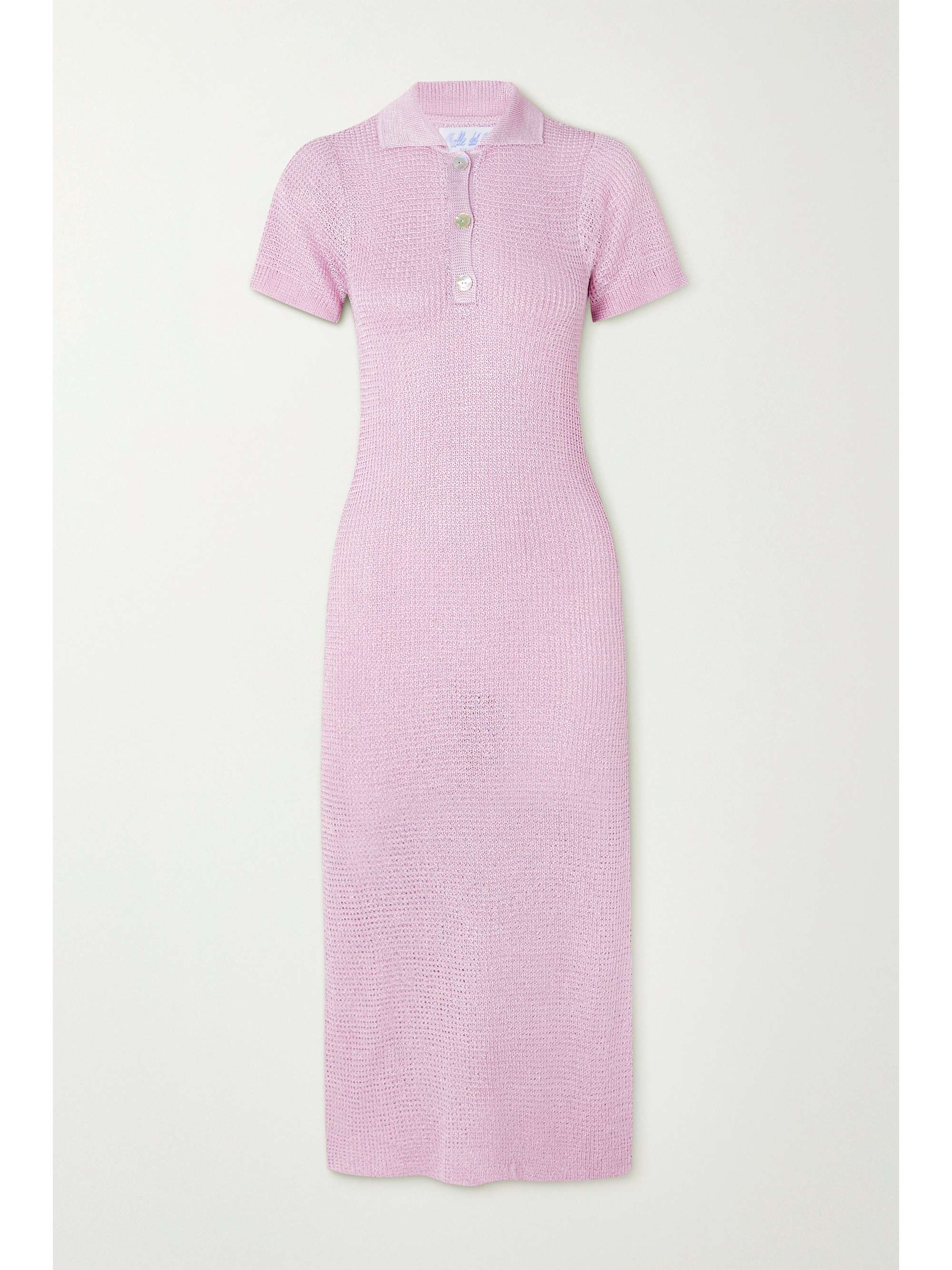 Pink + NET SUSTAIN open-knit midi dress 