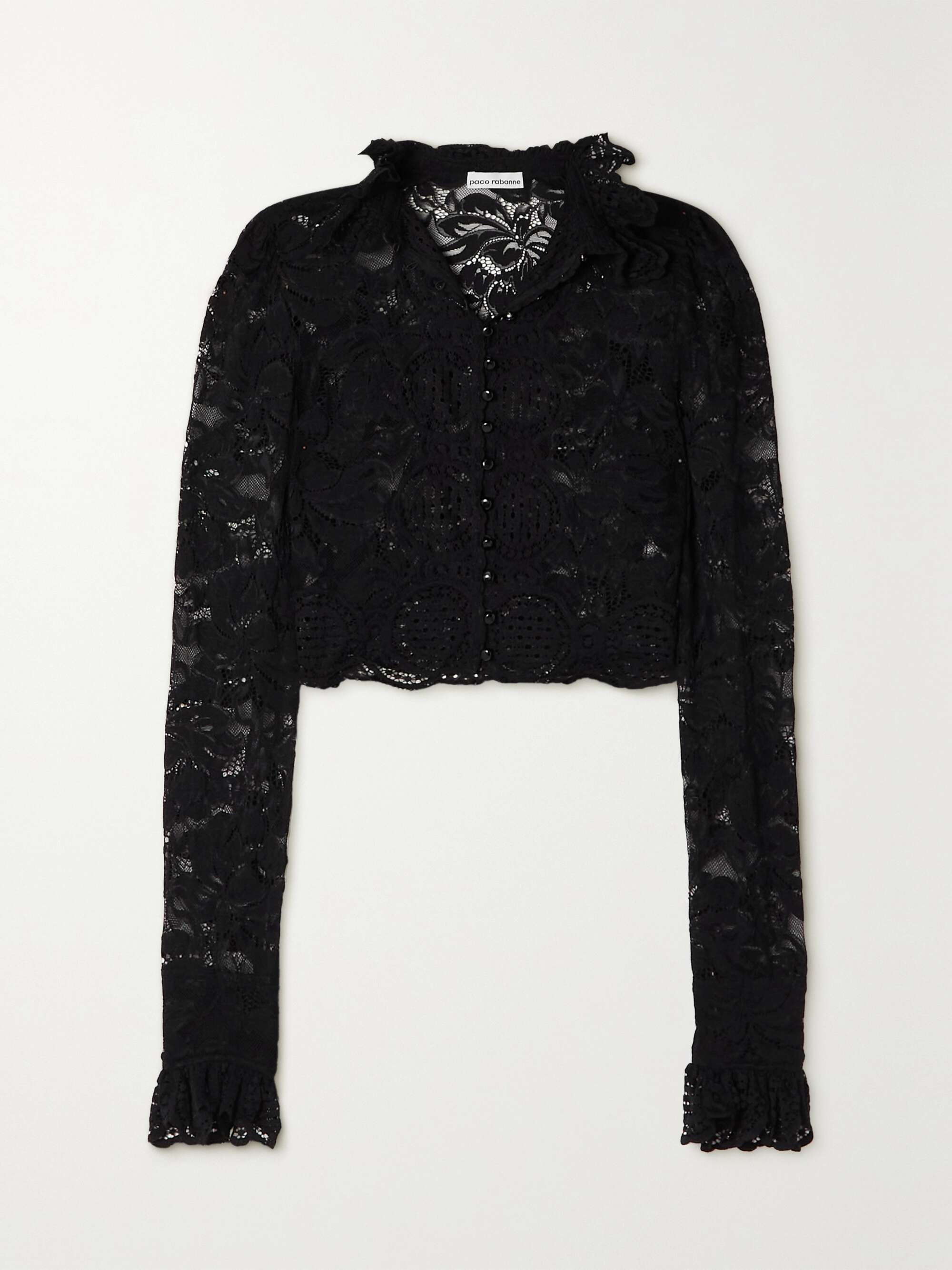 Black Cropped lace top | PACO RABANNE 