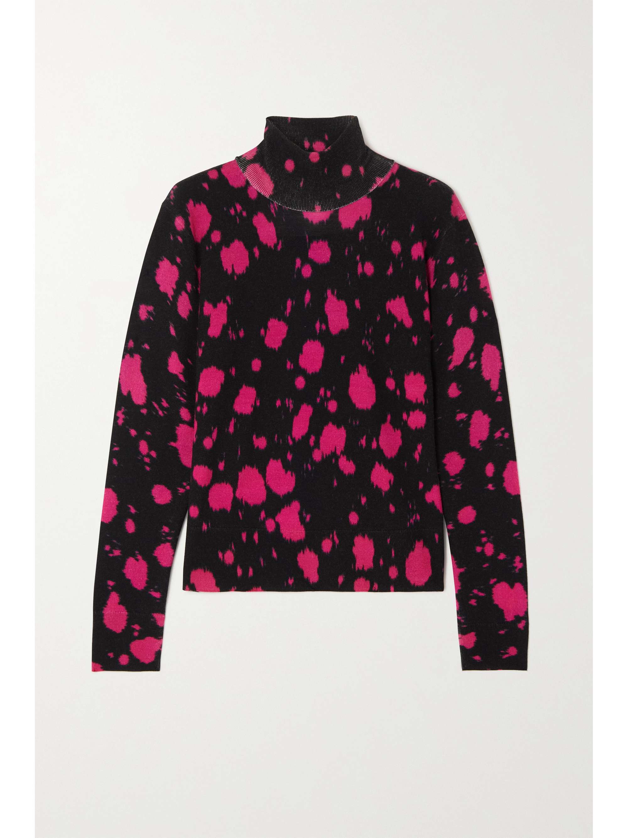 Dries Van Noten - Printed Wool Turtleneck Sweater - Pink - Medium - Net A Porter