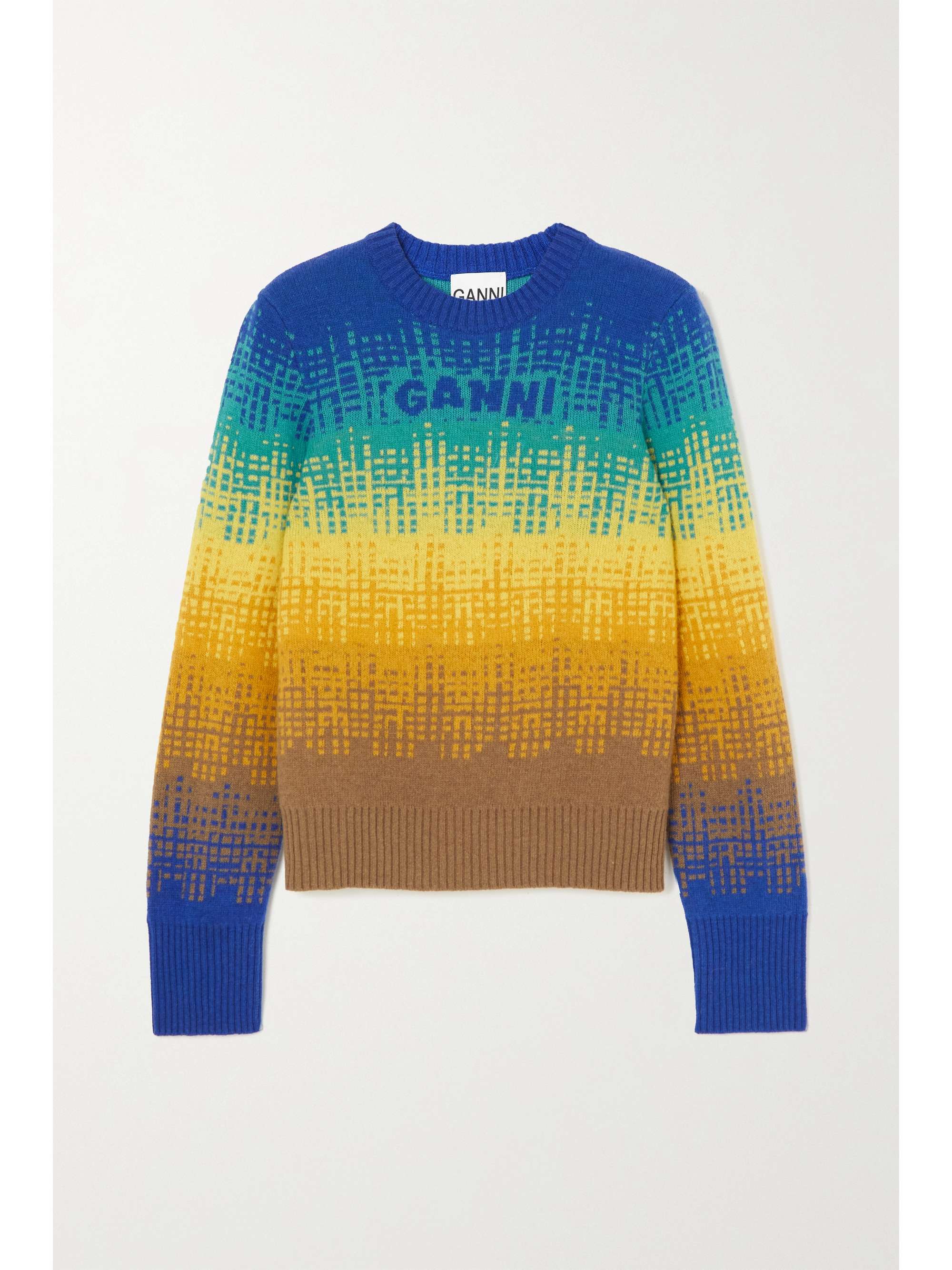Bright blue Intarsia wool-blend sweater 
